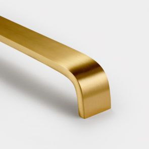 Brass Bar Handle - Gold - Hole Centre 128mm - Wide Curve