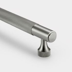 Brass Knurled Cabinet Handles in Silver