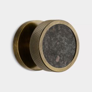 Knurled Mortice Door Knobs - Antique Gold - Black Terrazzo