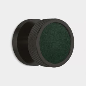 Knurled Mortice Door Knobs - Black - Green Leather