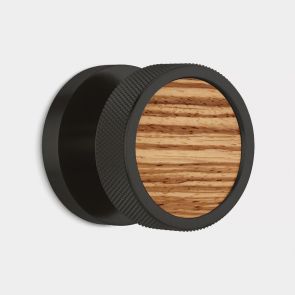 Brass & Zebrano Wood Knurled Mortice Door Knob in Black