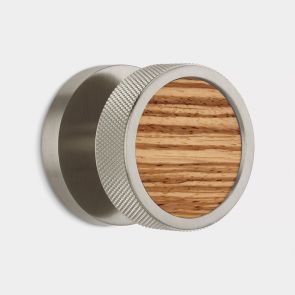 Brass & Zebrano Wood Knurled Mortice Door Knob in Silver 