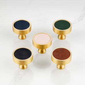 Brass Door Knobs - Leather