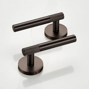 Brass Linear Lever Door Handles in Bronze