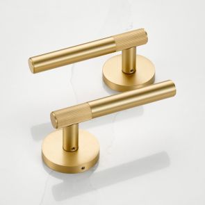 Brass Linear Lever Door Handles in Gold