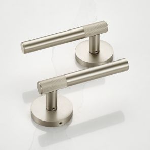Brass Linear Lever Door Handles in Silver