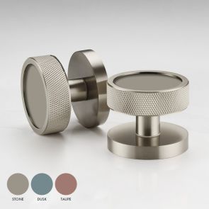 Brass & Gloss Knurled Mortice Door Knobs in Silver