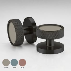 Brass & Gloss Knurled Mortice Door Knobs in Black