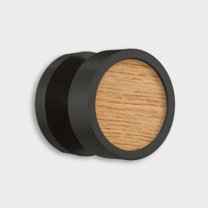 Brass & Oak Wood Mortice Door Knob in Black