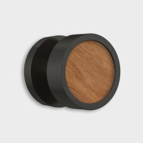 Brass & Walnut Wood Insert Mortice Door Knob in Black