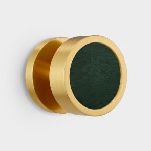 Mortice Door Knobs - Gold - Green Leather