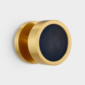 Mortice Door Knobs - Gold - Blue Leather