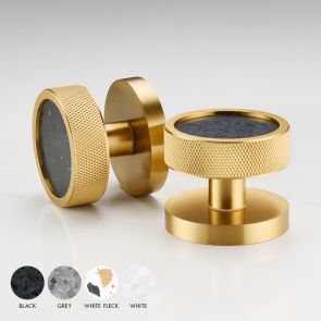 Brass & Terrazzo Knurled Mortice Door Knobs in Gold