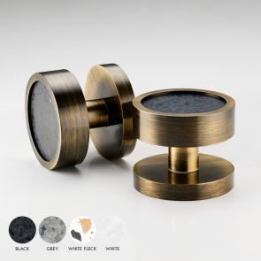 Brass & Terrazzo Mortice Door Knobs in Antique Gold