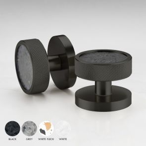 Brass & Terrazzo Knurled Mortice Door Knobs in Black