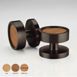 Brass & Wood Mortice Door Knobs in Bronze