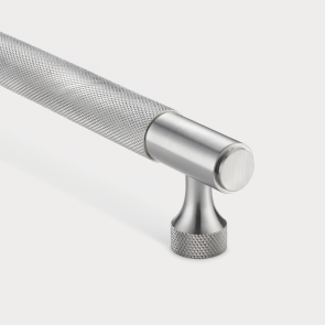 Brass Knurled Cabinet Handles in Silver - 320mm