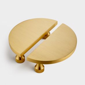 Small Solid Brass Half Moon Handles in Gold