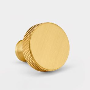 Brass Door Knob - Gold - Round Knurled 