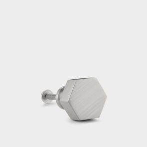 Small Solid Brass Hexagonal Door Knob - Silver