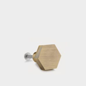Small Solid Brass Hexagonal Door Knobs - Antique Gold