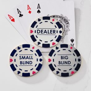 Brass Poker Dealer Chips in Silver