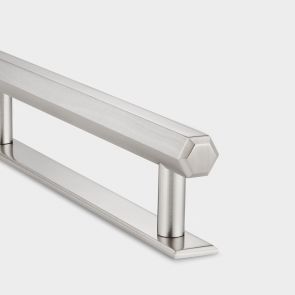 Brass Hexagonal Cabinet Handles With Backplate in Silver