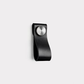 Small Leather Cabinet Pull - Black