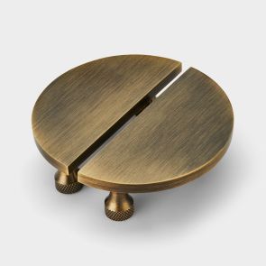 Small Solid Brass Half Moon Handles in Antique Gold