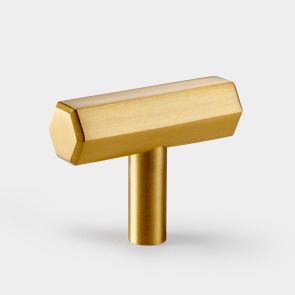 Solid Brass Hexagonal T Bar Handle - Gold