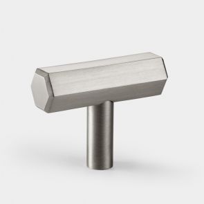 Solid Brass Hexagonal T Bar Handle - Silver
