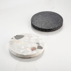 Terrazzo Round Drinks Coaster in Black & White