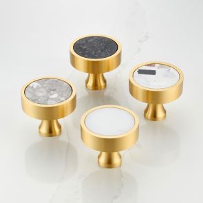 Round Terrazzo Door Knobs in Gold