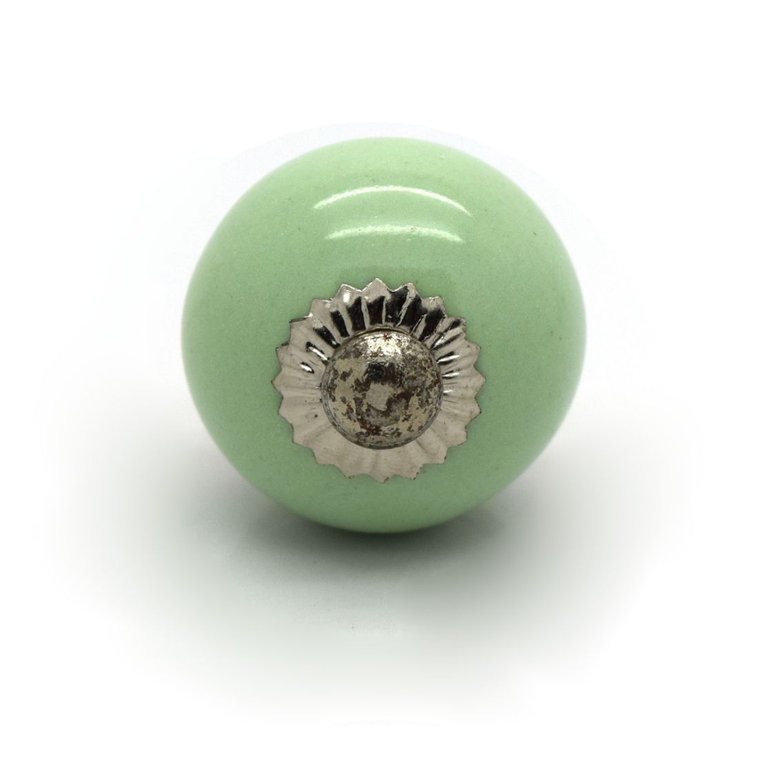 Small Green Ceramic Cupboard Knob