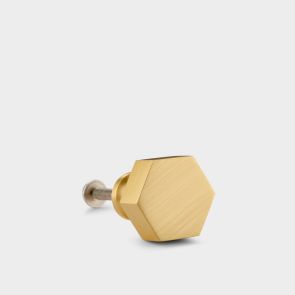 Small Brass Door Knob - Gold - Hexagon