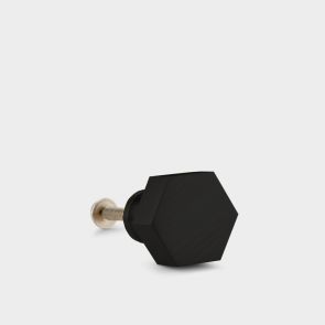 Small Brass Door Knob - Black - Hexagon